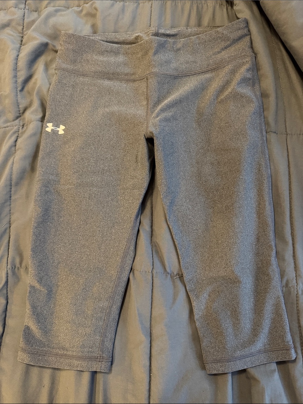 Under Armour Gray Womens Capri Leggings with White Logo